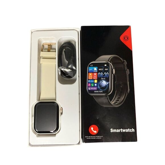2024 Smart Watch Men/Women Waterproof Watch Bluetooth iPhone/Android Beige NEW - Picture 3 of 3